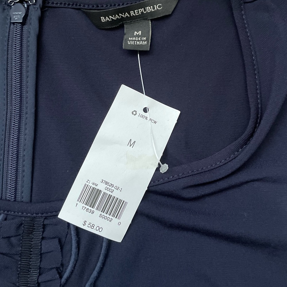 NWT Banana Republic Navy Babydoll Peplum Tank Top (size M) - Picture 2 of 7